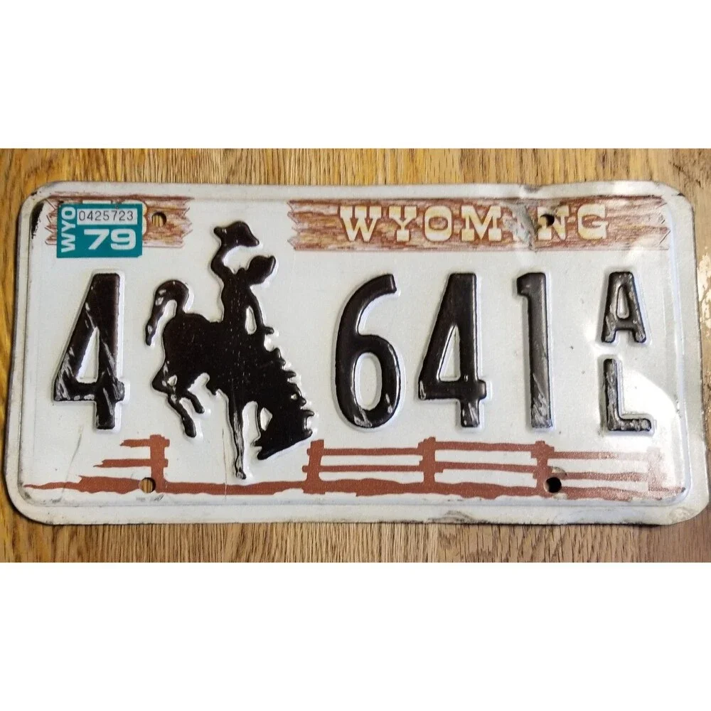 1979 Wyoming License Plate • Sweetwater County • Bucking Bronco